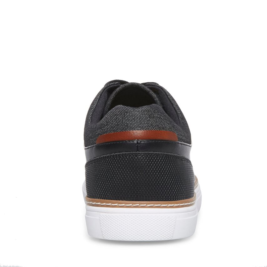 Black Steve Madden Gully Leather Men's Sneakers | PH 2987XVM